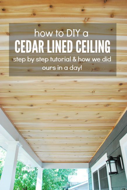 Step by step tutorial on how to DIY a cedar lined porch ceiling Porch Ceiling, Building A Porch, Backyard Porch, House With Porch, Bedroom Closet, Up House, Diy Renovation, Porch Design, Flipping Houses