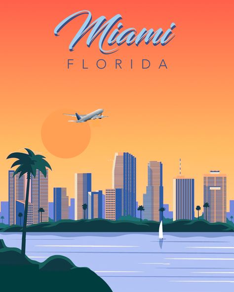 Tropical Beach Painting, Miami Posters, Travel Globe, Miami Vice, Cool Wallpapers Art, Florida Usa, Beach Painting, Miami Florida, Tropical Beach