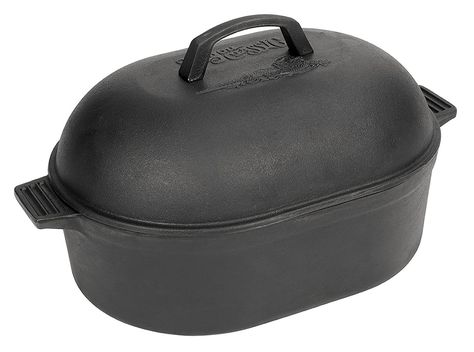 Bayou Classic 7417 12-Quart Cast-Iron Oval Roaster with Domed Lid > Discover this special product, click the image : Roasting Pans Cast Iron Bakeware, Bayou Classic, Dutch Oven Camping, Induction Cookware, Cast Iron Pot, Slow Roast, Slow Cook, Iron Cookware, Primitive Kitchen