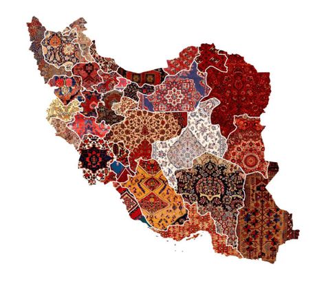 Map of Iran where each region is highlighted according to their unique rug designs. Iranian Rugs, Iran Culture, Persian Calligraphy Art, Iranian Carpet, Iran Pictures, Persian Rug Designs, Persian Art Painting, Rug Patterns, Hand Drawn Map