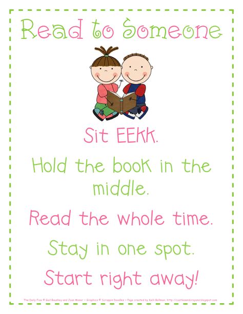 Readers Workshop Kindergarten, Kindergarten Blogs, Read To Someone, Reading Buddies, Read To Self, Daily Five, Reading Anchor Charts, 2nd Grade Reading, Reading Centers