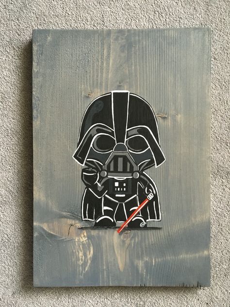 Darth Vader - Wood Art Starwars Paintings Easy, Darth Vader Painting Canvases, Darth Vader Painting, August Art, Star Wars Painting, Playing Cards Art, Painting Canvases, Paint Night, Cards Art