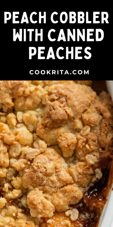 Scrumptious Peach Cobbler With Canned Peaches Canned Peach Cobbler Easy, Canned Fruit Cobbler Recipes Easy, Peach Cobbler With Crumble Top, Peach Crumble With Canned Peaches, Puff Pastry Peach Cobbler, Peach Cobbler Bites, Canned Peaches Dessert, Cobbler With Canned Pie Filling, Canned Peach Pie Filling Recipes