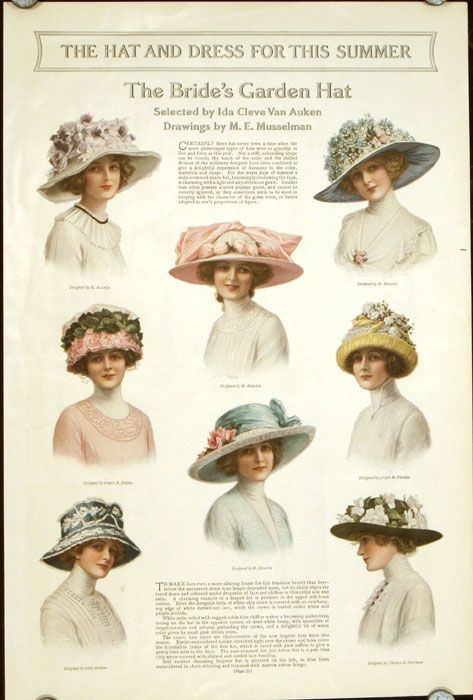 1912 Womens Hats, Victorian Era Hats For Women, Garden Hat, Edwardian Hat, Historical Hats, 1900s Fashion, 1910s Fashion, Gardening Hat, Victorian Hats