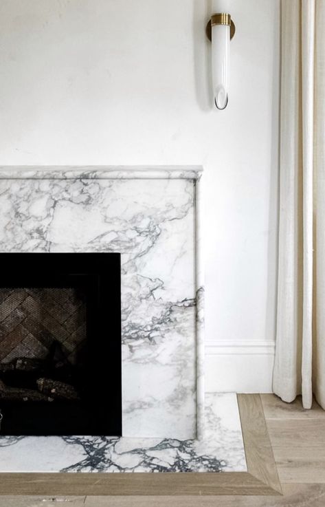 Gray Marble Fireplace, Marble Gas Fireplace, Fireplace Renovation, Simple Marble, Washington Houses, Marble Fireplace Surround, Limestone Fireplace, Marble Fireplace, Fireplace Hearth