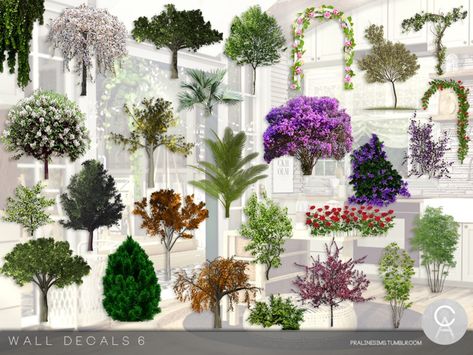 By Pralinesims  Found in TSR Category 'Sims 4 Decorative Recolor Sets' The Sims 4 Cc Landscape, Sims4 Landscaping Cc, Outdoor Plants Cc Sims 4, Sims 4 Cc Outside Plants, Tree Cc Sims 4, Sims 4 Cc Exterior Plants, Sims 4 Cc Exterior Furniture, Trees Sims 4 Cc, Ts4 Landscaping