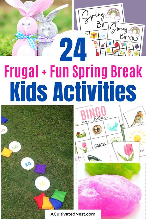 24 Fun + Frugal Spring Break Kids Activities- Don't break the bank this spring break - try these fun and frugal activities for kids! These ideas are easy to do at home and will keep your kids busy all week long. | #kidsCrafts #kidsActivities #springBreak #crafts #ACultivatedNest Spring Break For Kids, Spring Break Activities For Kids, Spring Break Kids Activities, Spring Break Activities, Spring Break Camping, Spring Flower Crafts, Spring Break Kids, Time For Kids, Spring Camping