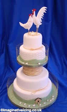 Chicken coop cake! Chicken Wedding, Chicken Party, Cow Cakes, Chicken Cake, Rooster Kitchen, Tiered Cake, Animal Cakes, Yorkshire Uk, Cake Delivery