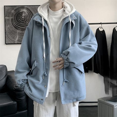 Men Fake Two Piece Hooded Coat Jacket Outerwear Streetwear Hip Hop Preppy Style Please note this is in Asian sizing, Asian size is smaller than western size e.g. UK, US, AU, please check the measurements carefully before making a purchase. Please allow 2-4cm error due to the manual measurement and different measurement methods. If you are not sure which size to buy, please provide height and weight, we will recommend a suitable size. Size: M, L, XL, 2XL M: length 76cm (29.9 inches), chest 148cm Winter Couple, Hong Kong Style, Running Shorts Women, Fall Outfits Men, 90s Streetwear, Casual Stripes, Woolen Coat, Hooded Coat, Preppy Style