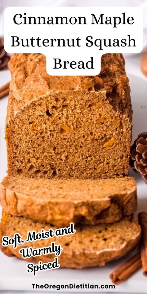 Deliciously Soft and Moist Cinnamon Maple Butternut Squash Bread Maple Butternut Squash, Oatmeal Protein Cookies, Butternut Squash Bread, Moist Bread, Butternut Squash Cinnamon, Squash Bread, Frozen Butternut Squash, Healthy Butternut Squash, Butternut Squash Puree