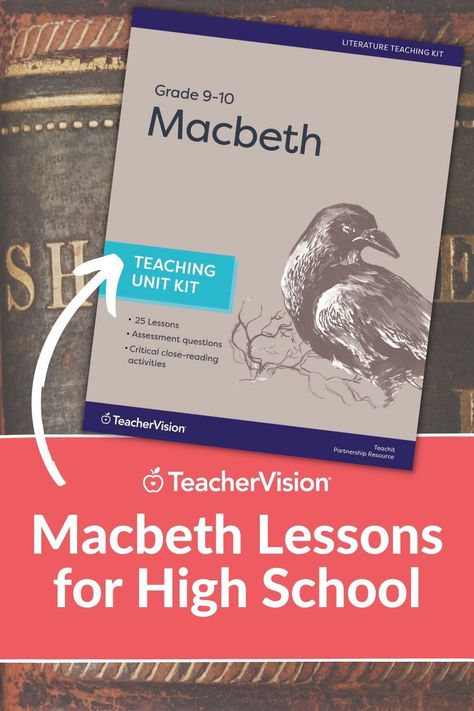 A complete teaching kit for a unit on Macbeth! Take your 9th or 10th grade students through the classic Shakespeare play with this comprehensive teaching kit of lesson plans for Macbeth. Featuring guided lessons that cover every scene and more than 70 student activities, this kit has everything you need to teach a full or partial unit with no hassle, no prep, and no additional resources! #highschoollessons Macbeth Lessons, High School Literature, Close Reading Activities, Activities For Students, Reading Assessment, Shakespeare Plays, Study Organization, 10th Grade, High School English