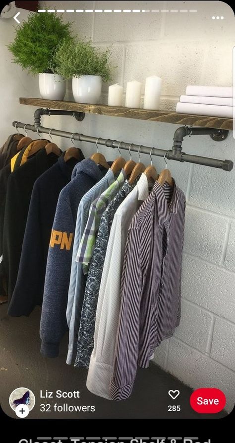 Clothes Rail With Shelves, Urban Style Clothing, Coat Rail, Open Wardrobe, Urban Style Outfits, Laundry Room Remodel, Laundry Room Inspiration, Garment Rack, Laundry Room Diy