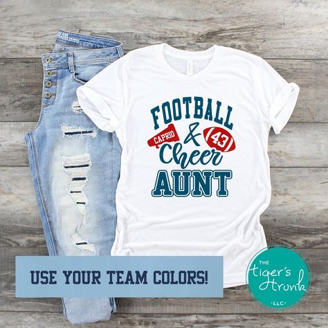 Football Aunt, Cheerleading Shirts, Aunt Shirt, Cheer Gifts, Cheer Shirts, Aunt Shirts, Personalized Football, Game Day Shirts, Football Mom