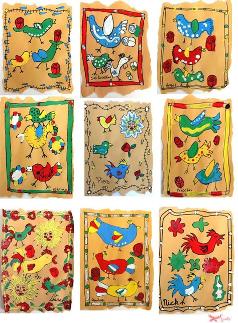 Folk art children's lesson. Compliments of deepspacesparkle.com Quetzalcoatl Art, Multi Cultural Art, Bark Painting, Art Education Projects, Hispanic Art, Deep Space Sparkle, Book Art Projects, Arte Folk, Cultural Art