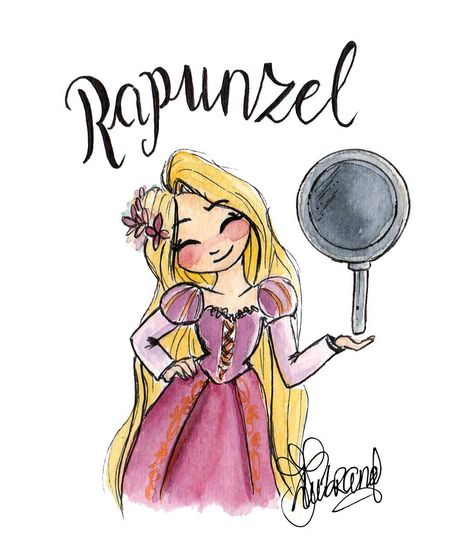 Who else finds it absolutely amazing that Rapunzel uses a frying pan as a weapon?  *raises hands*  This animation never fails to make me happy!  The way they animated her hair!!  I do try to avoid to watch it with my sister as she always says I'm all the main characters.  She starts with Rapunzel and I’m cool with that, because she’s awesome. My hairdresser used to call Rapunzel as well as my hair was way longer than it is now.  But alas, the sister doesn’t stop there. Every time Pascal... Drawing Rapunzel, Rapunzel Drawing, Drawing Disney, Princesas Disney Anime, Rapunzel Disney, Disney Drawing, Rapunzel Hair, Rapunzel Tangled, Tangled Rapunzel