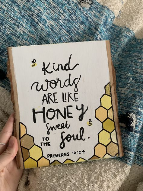 bible verse painted canvas/wood chunk Canvas With Bible Verse, Inspirational Quote Drawings Ideas, Christian Painting Inspiration, Bible Verse Ideas Crafts, Wood Bible Verse Signs, Canvas Art Scripture, Cute Quotes Painting, Encouraging Paintings, Bible Verse On Canvas