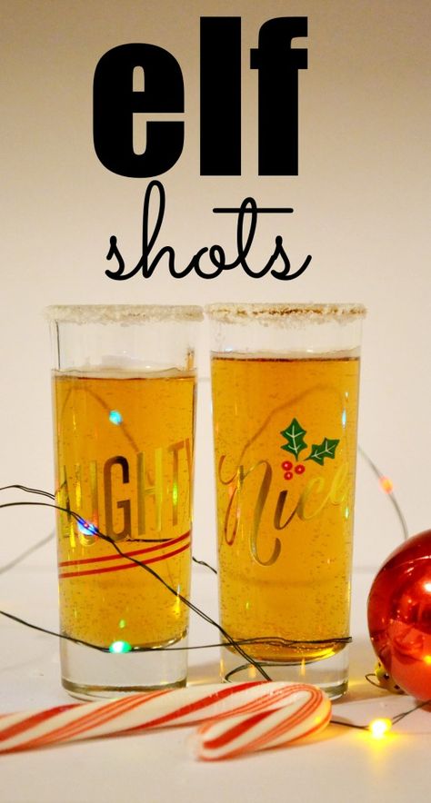 Elf Shots, with whiskey, maple syrup and cream soda with a sugared rim. Holiday and Christmas shots and shot recipes. Inspired by Elf the movie. Buddy the Elf. Buddy The Elf Drink, Christmas Alcoholic Shots, Easy Christmas Shots Recipes, Winter Shots Alcohol, Christmas Shot Recipes, Holiday Shots Christmas, Christmas Shooters Holiday Drinks, Easy Christmas Shots, Holiday Shots Alcohol