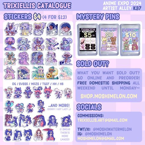 Here is our second catalogue for @animeexpo ✨️ Trixiellis will be at table K37 in the Artist Alley all weekend bringing soooo many cute things including our v.2 TV head Ita Bags!(There will be VERY limited quantities per day so first come, first serve) 💖 See something you want but won't be at AX? Don't worry! We will be offering free shipping on our website along with new charms and cute apparel preorders from July 3rd- July 7th! 💖 If you are part of our V.2 TV HEAD ITA BAG kickstarter, we ... Artist Catalogue, Alley Ideas, Ita Bags, It Bags, Tv Head, Ita Bag, Pop Up Market, First Come First Serve, Reference Drawing