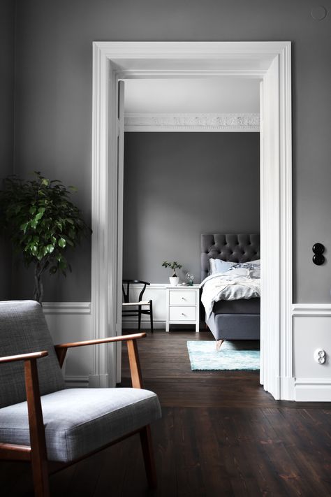 Grey Room Ideas Bedroom, Stockholm Apartment, Gray Walls, Cosy Living, Interior Room, Home Apartment, Grey Room, Open Living Room, Design Apartment