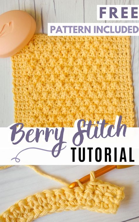 Berry Stitch, Crochet Washcloth Free Pattern, Crochet Washcloth Free, Crochet Dish Cloth Free Pattern, Crochet Washcloth Pattern, Crochet Potholder Patterns, Bruges Lace, Textured Crochet, Dishcloth Knitting Patterns