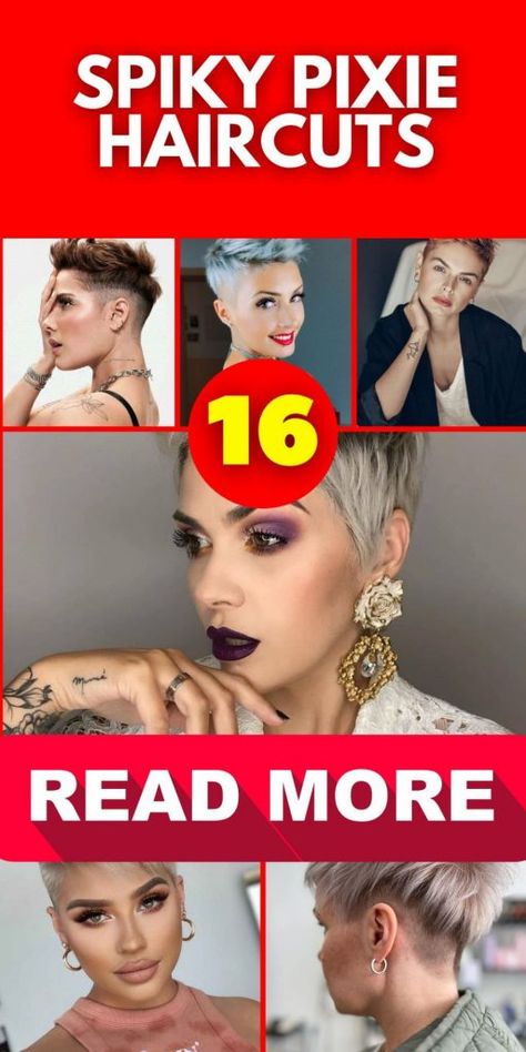 Spiky Pixie Haircuts 16 Ideas: Embrace the Edgy Elegance Pixie Hairstyles For Round Faces, Spiky Pixie Haircut, Pixie Long Bangs, Spiky Hairstyles For Women, Punk Pixie Cut, Short Emo Haircuts, Funky Short Haircuts, Funky Pixie Cut, Short Asymmetrical Hairstyles