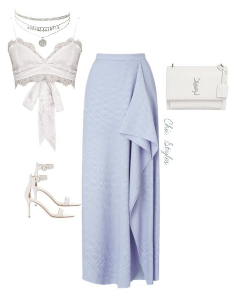 "Untitled #24" by chic-designs ❤ liked on Polyvore featuring Roland Mouret, Yves Saint Laurent and Gianvito Rossi White Skirt Outfit Formal, Blue White Outfit Aesthetic, Skirt Outfit Formal, White Skirt Outfit, Outfit Trends, Roland Mouret, Skirt Outfit, White Skirt, Looks Chic