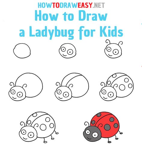 How to Draw a Ladybug Step by Step #Ladybug #Insect #Insects #InsectDrawing #DrawingInsect #LadybugDrawing #EasyDrawing #DrawingTutorials #EasyDrawingforKids #HowtoDraw #HowtoDrawInsect #Bug #Sketch #Sketching Preschool How To Draw, Basic Drawing For Kids Step By Step, How To Draw Ladybug, How To Draw A Ladybug, Easy Ladybug Drawing, Cute Ladybug Drawing, Step By Step Drawing For Kids, Ladybug Doodle, How To Draw Bugs