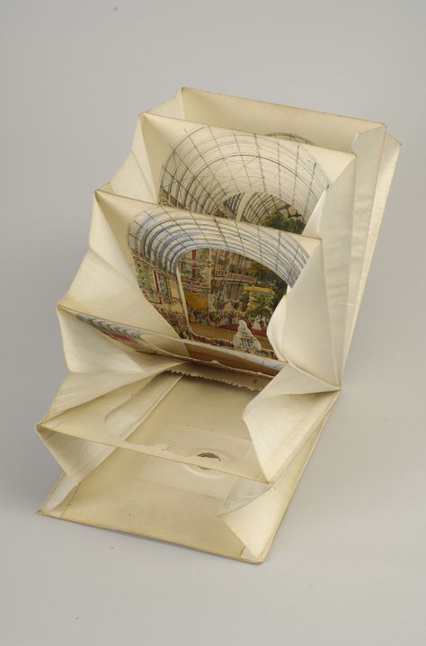 Lane's Telescopic View: The Ceremony of Her Majesty Opening the Great Exhibition (partially open) | por Hopkins Rare Books, Manuscripts, & Archives Origami Book, Tunnel Book, Buch Design, Paper Engineering, Book Sculpture, Up Book, Pop Up Book, Paper Book, Crystal Palace