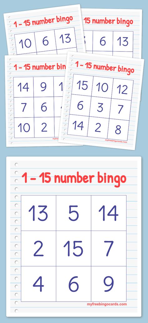 1 - 15 number bingo Preschool Bingo, Number Bingo, Printable Bingo Cards, Free Printable Bingo Cards, Touch Math, 10 Number, Prek Math, Math Number Sense, Bingo Cards Printable