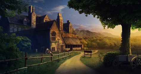 Medieval House on Behance Vila Medieval, Medieval House, Fantasy Village, Fantasy World Map, Magic Land, 7 Sins, Adventure World, Medieval Ages, Medieval Houses