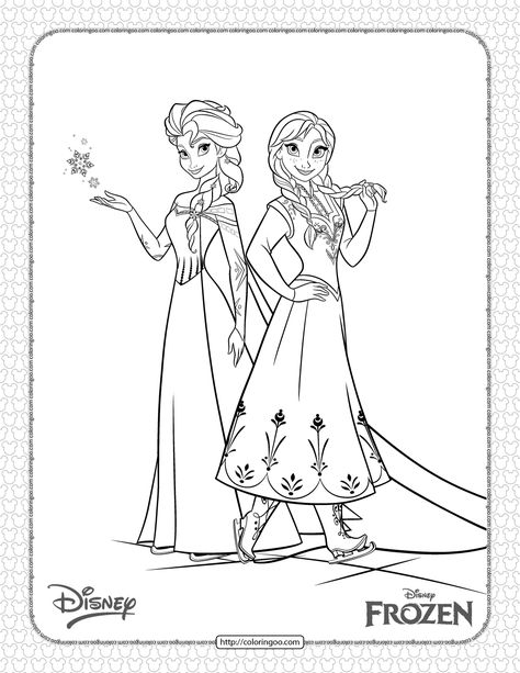 Frozen Elsa and Anna Coloring Pages. High quality free printable pdf coloring, drawing, painting pages and books for adults... Elsa And Anna Coloring Pages, Anna Coloring Pages, Elsa Coloring, Elsa Coloring Pages, Anna Und Elsa, Frozen Coloring Pages, Disney Princess Colors, Spiderman Coloring, Disney Princess Coloring Pages