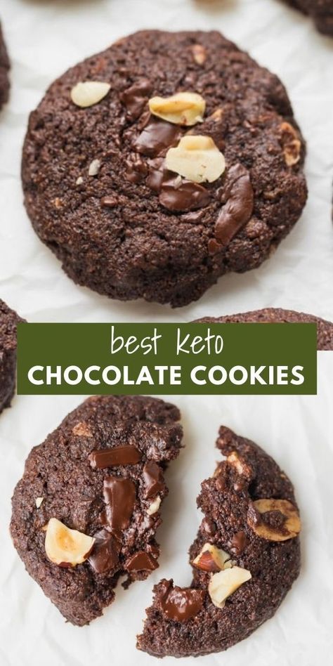 Keto Chocolate Cookies, Back To School Treats, Chocolate Cookie Recipes Easy, Quick Keto Dessert, Triple Chocolate Cookies, Keto Cookie Recipes, Butter Brownies, Quick Dessert, Chocolate Cookie Dough