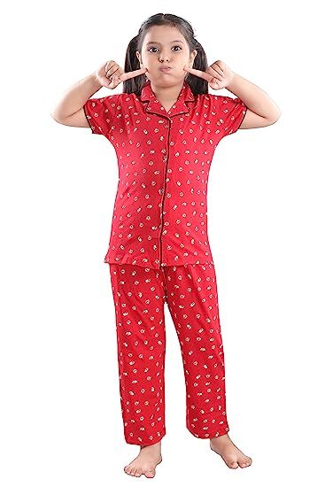 Girls Cotton Printed Night Suit Night Dress Night Suit Cotton, Girls Night Dress, Name Dark, Cotton Nightwear, Pink Bottom, Night Suit, Sleep And Loungewear, Dresses Kids Girl, Suit Set