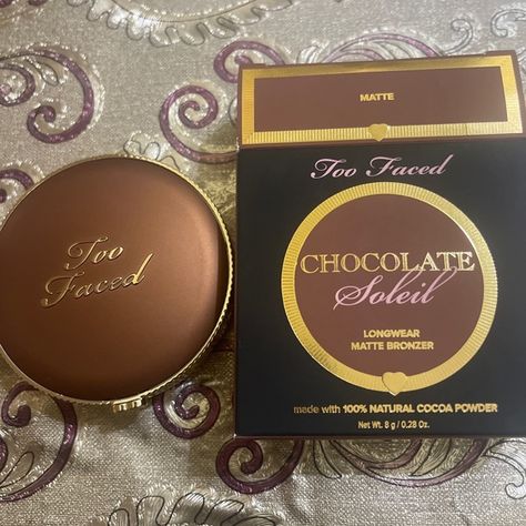 Too Faced CHOCOLATE Soleil Longwear Matte Bronzer, Full Size 8g/0.28oz, NIB Bronzer Products, Too Faced Chocolate, Too Faced Highlighter, Makeup List, Too Faced Bronzer, Birkenstock Boston Shearling, Boston Shearling, Matte Bronzer, Too Faced Makeup