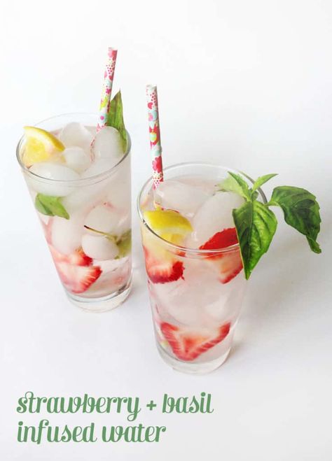 Strawberry Basil Water, Extra Vitamins, Strawberry Mojito Recipe, Basil Water, Summer Mocktails, Infused Waters, Fruit Infused Water Recipes, Strawberry Basil, Strawberry Mojito