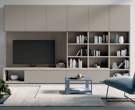 Tv Console Side Shelves, Living Room Cabinets Storage, Tv Joinery Design, Desk And Media Center Combo, Media Unit With Storage, Cabinets For Living Room Storage, Blue Media Unit, Media Unit Wall, Off Centre Media Wall