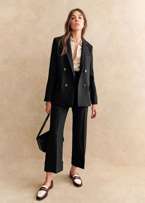 Christie Jacket - Black - Sézane Style Parisienne, Paris Mode, French Brands, Fall 2023, Tailored Jacket, Black Blazer, Mode Inspiration, Double Breasted Suit Jacket, Parisian Style