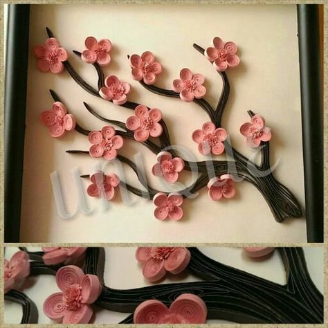 Quilled Sakura tree Quilled Cherry Blossom Tree, Quilling Trees, Quilling Projects, Paper Plants, Sakura Tree, Sakura Flower, Clay Art Projects, Quilling Art, Drawings Simple