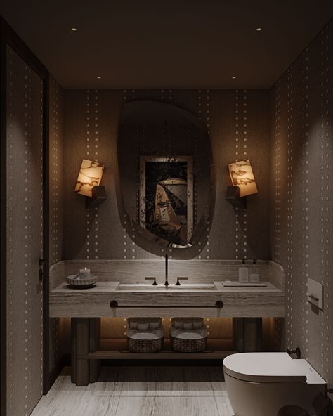 Istinye G House // Powder room :: Behance Bathroom Sanitary, Restroom Design, Gray Bathroom, Powder Room Design, Toilet Design, Grey Bathrooms, Interior Architect, Dream House Interior, Bathroom Space