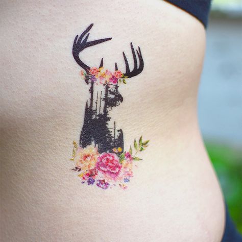 ▷ 1001 + Ideen und Bilder zum Thema Aquarell Tattoo und seine Bedeutung Deer Tattoos For Women, Geometric Watercolor Tattoo, Deer Tattoos, Floral Watercolor Tattoo, Deer Tattoo Designs, Kunst Tattoos, Deer Tattoo, Tattoo Videos, Tattoo Trends