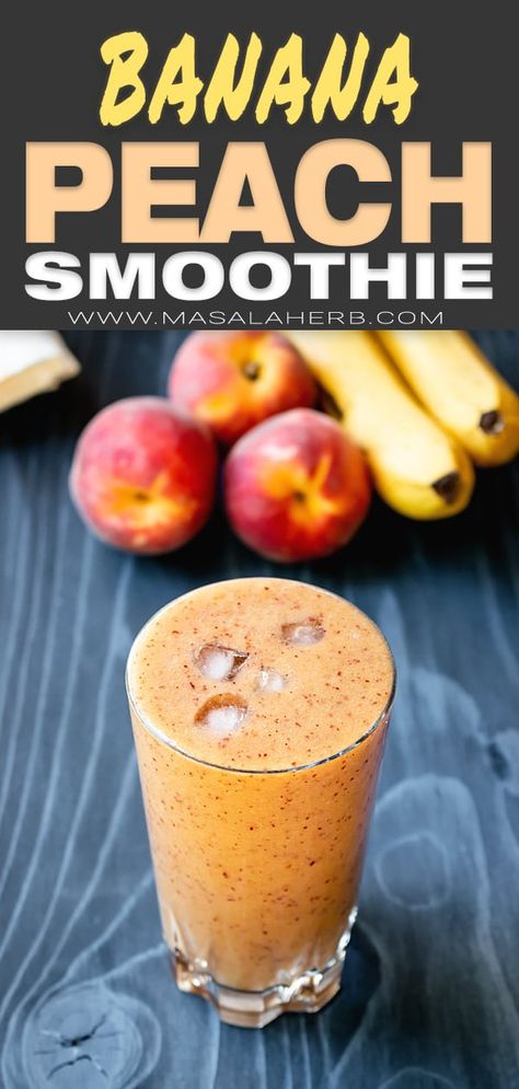 Fresh Peaches Recipes Healthy, Peach Smoothie Recipes Healthy, Peach Banana Smoothie, Smoothie Without Yogurt, Peach Smoothie Recipes, Smoothie Protein, Recipe Smoothie, Smoothies Vegan, Recipes Banana