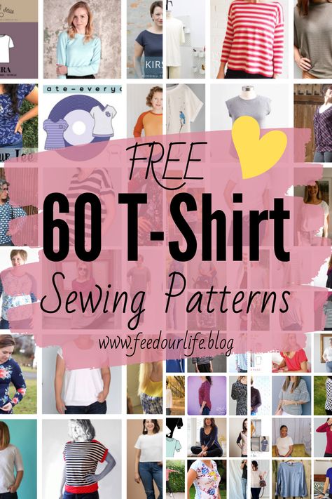 60 FREE Tee Shirt Sewing Patterns – Feed Our Life Shirt Sewing Patterns, Shirt Patterns For Women, Sewing Patterns For Women, Free Printable Sewing Patterns, Shirt Patterns, T Shirt Sewing Pattern, Shirt Sewing, Tiger Crafts, Printable Sewing Patterns