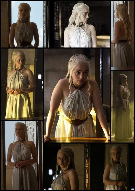 Denearys Targaryen Dress, Khaleesi Outfits Daenerys Targaryen, Danyeres Targaryen Outfit, Deanery Targaryen Outfit, Essos Dress, Danaerys Targaryen Costume, White Hair Halloween Costume, Daenerys Dress, Targaryen Clothes