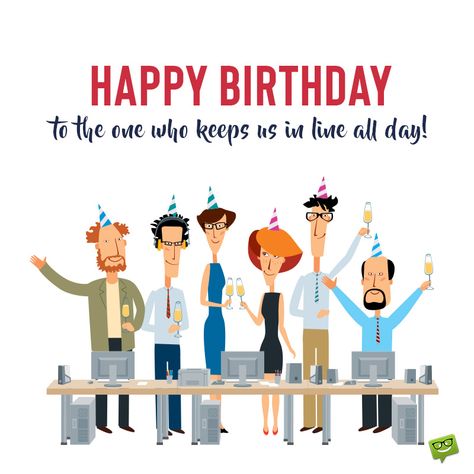 Birthday wish for boss on image with illustration of office party. Happy Birthday Manager, Happy Birthday Boss Funny, Birthday Greetings For Boss, Birthday Message For Boss, Happy Birthday Boss Lady, Birthday Card For Boss, Happy Birthday Email, Belated Happy Birthday Wishes, Happy Birthday Boss