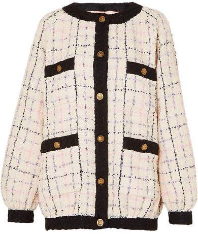 Gucci - Cotton-blend Bouclé-tweed Bomber Jacket - Ivory Gucci Tweed, Gucci Sweater, Tweed Mini Skirt, Elegante Casual, Jackets Online, Tweed Jacket, Fashion Tops, Blazer Jacket, Mini Skirt