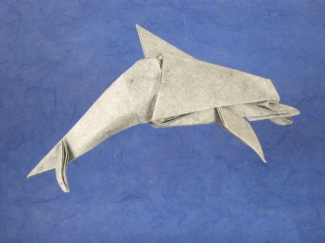 Gilad's Origami Page: Origami Dolphins 1 Whale Origami, Origami Dolphin, Holiday Origami, Origami Diagrams, Underwater Theme, Origami Fish, Origami Jewelry, Origami Paper Art, Origami Bird