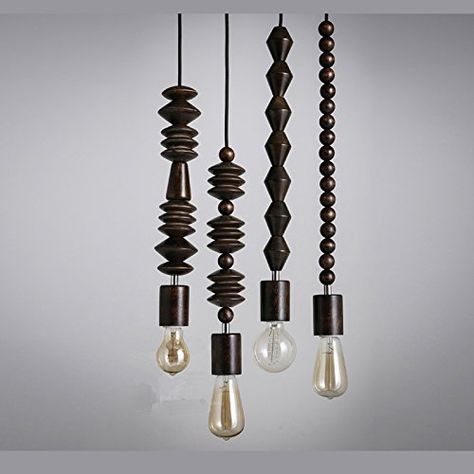 Wood Pendant Lamps, Wood Bead Chandelier, Diy Lampe, Farmhouse Pendant Lighting, Vintage Pendant Lamp, Indoor Lighting Fixtures, Wood Pendant Light, Pendant Fixture, Beaded Chandelier