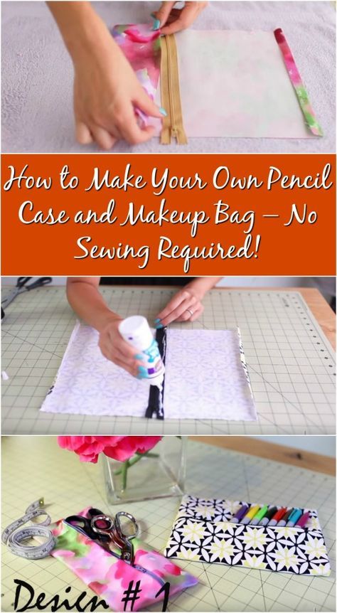 How to Make Your Own Pencil Case and Makeup Bag – No Sewing Required! Diy Makeup Bag Tutorial, Makeup Bag Tutorials, Crafts With Kids, Diy Makeup Organizer, Diy Bags No Sew, Diy Pencil Holder, Diy Makeup Bag, Diy Pencil Case, Make Your Own Makeup