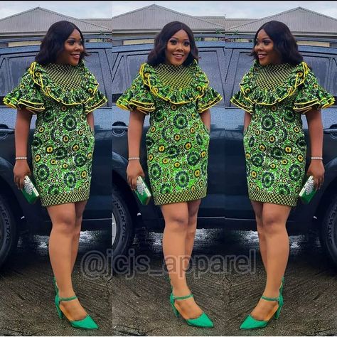 Select A Style on Instagram: “green chic and stylish 🥰🥰🥰🥰🥰🥰 . . . . . . Follow @selectastyle for more stunning styles like this . . ————————————————— #trendingfashion�…” Elegant Ankara Dresses Shift, Short African Dresses Lightinthebox, Ankara Short Gowns Classy Corporate, Ankara Short Gowns Classy Office, Cheap Traditional Short Sleeve Dresses, Short African Dresses Church, Summer Party Ankara Midi Dress, Summer Party Midi Dress In Ankara Fabric, Party Multicolor Ankara Fabric Dress