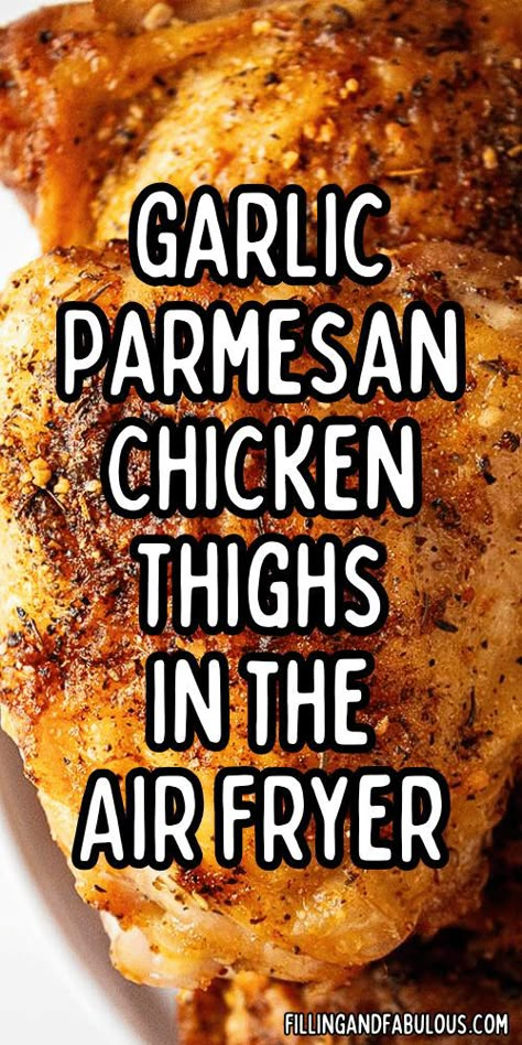 It doesn't get much more delicious (and easy) than these Garlic Parmesan Chicken Thighs in the air fryer! This crispy and juicy easy chicken recipe will be the star of your dinner. Easy Chicken Thigh Recipes Quick, Parmesan Air Fryer Chicken, Garlic Parmesan Chicken Thighs, Parmesan Chicken Thighs, Air Fryer Garlic Parmesan Chicken, Chicken And Veggie Recipes, Chicken Thigh Recipes Air Fryer, Air Fryer Recipes Chicken Thighs, Air Fryer Garlic